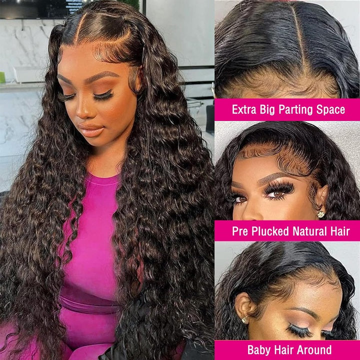 (Super Deal) $149=28" 5x5 Lace Water Wave Glueless Human Hair Wig