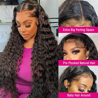 (Super Deal) $149=28" 5x5 Lace Water Wave Glueless Human Hair Wig