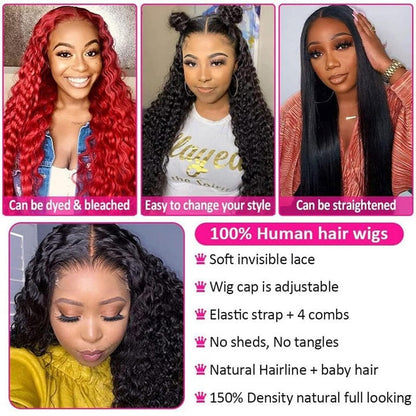 (Super Deal) $149=28" 5x5 Lace Water Wave Glueless Human Hair Wig