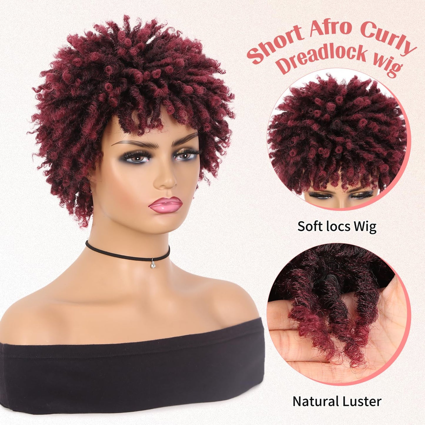 Faux Locs Braid Wigs for Women and Men Short Afro Locs Dreadlock Wig Twist Braided Dreads Wig Natural Curly Synthetic Wig