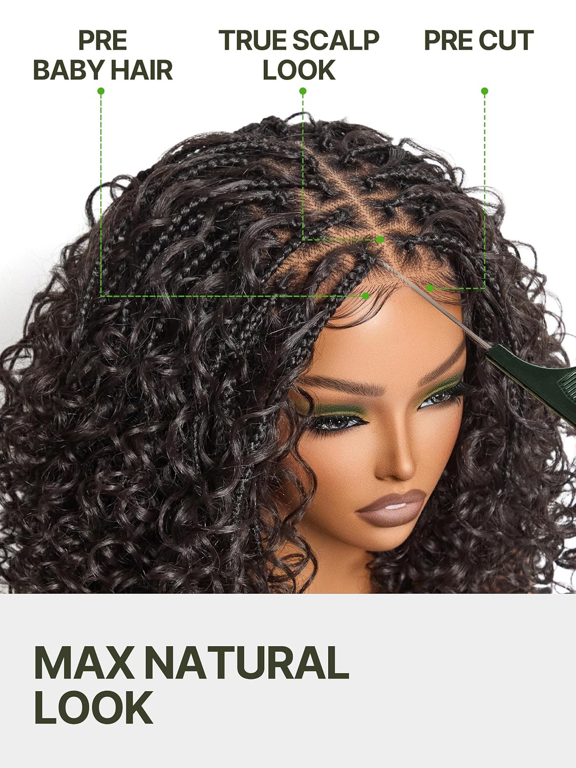Cruly Boho Braided Wig Water Wave 13x6 HD Lace Frontal