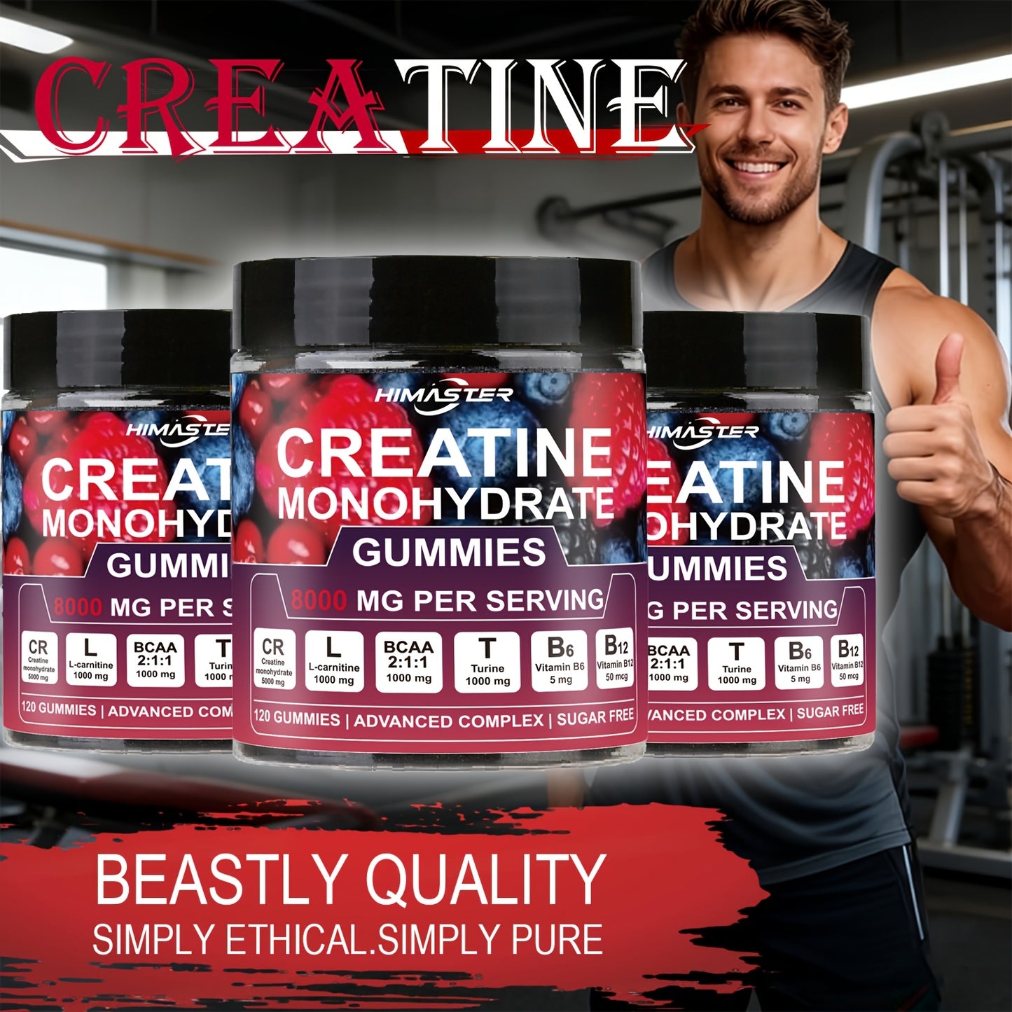 Himaster Creatine Monohydrate Gummies for  Men