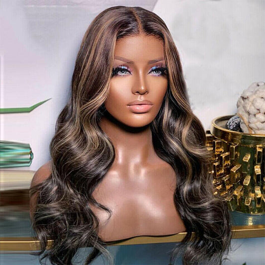 P4/27 Balayage Highlight Wavy 5X5 HD Lace Closure Wig Human Hair Wigs