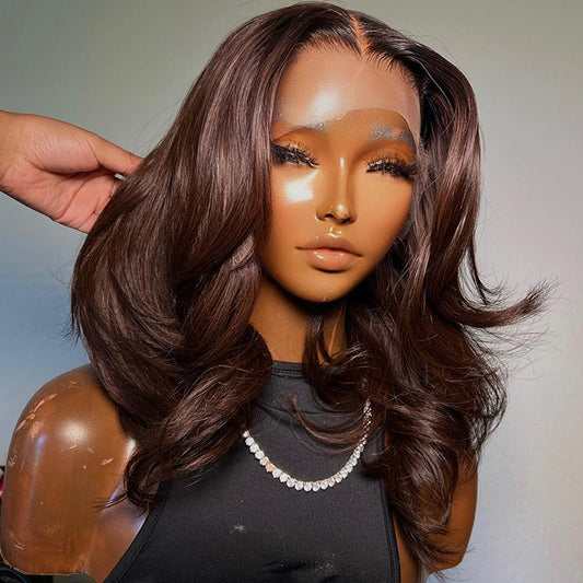 Dark Brown Wavy Short Bob Wig 5x5 13x5 Pre Everything Glueless Wig Human Hair