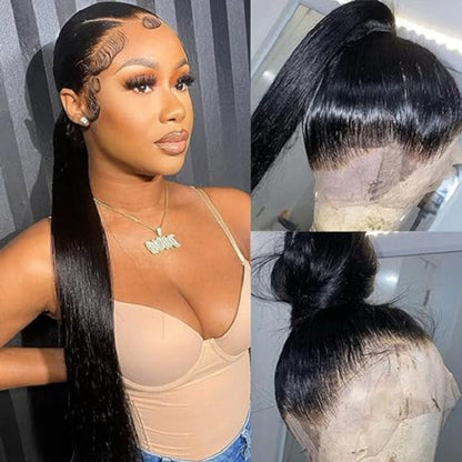 Flash Deal $179.99 18" Straight Full Lace Wig Can Do Bun/High Ponytail/Braids