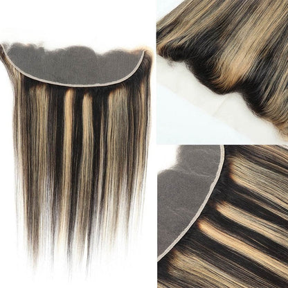 Mix Honey Blonde Straight Hair Balayage Color 3 Bundles With 13x4 Frontal HD Lace