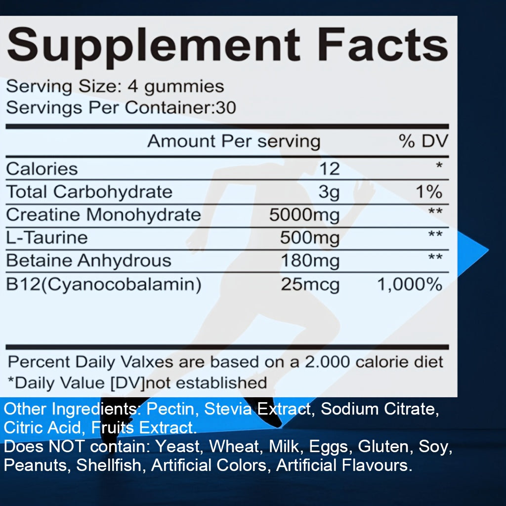 Creatine Monohydrate Gummies Women, Sugar Free, 5000Mg
