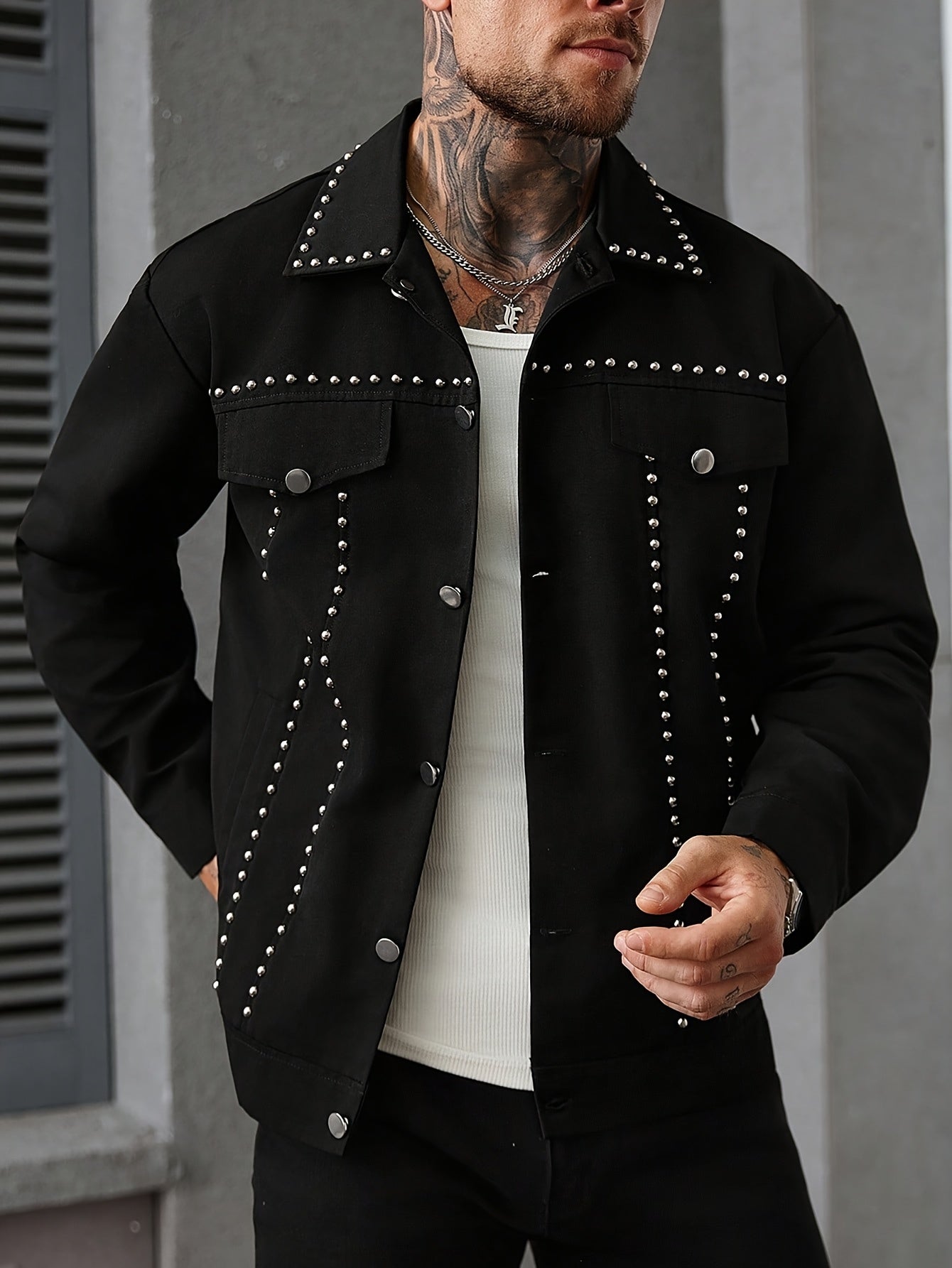 1pc Men Casual Versatile Academy Style Jacket | Rhinestones