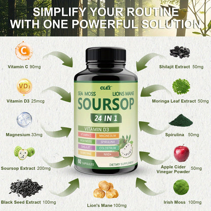 Soursop Graviola Capsules  60 CAPSULES  for Men and Women