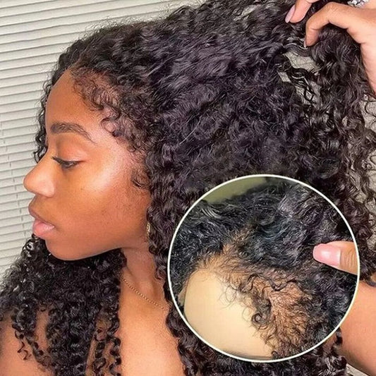4C Edge Hairline Curly Full Lace Human Hair Wig