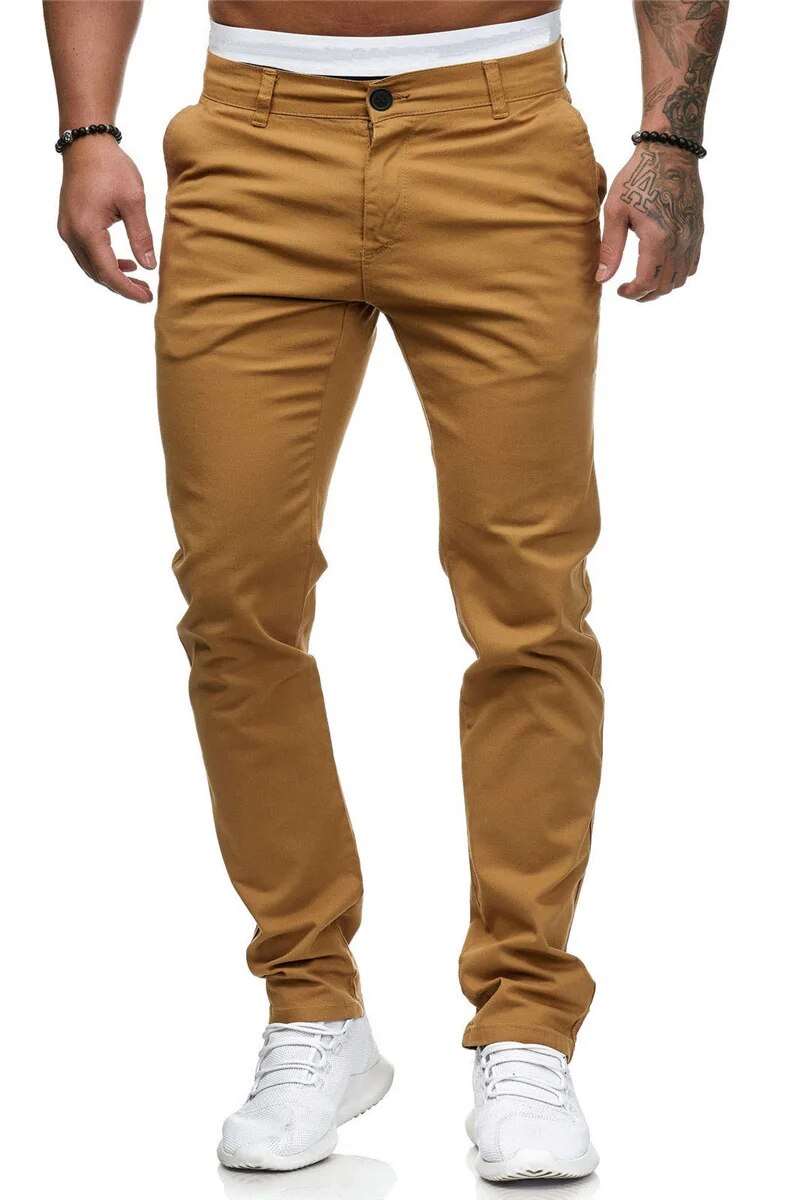 Autumn Mens Pants Cotton Casual Stretch Male Trousers