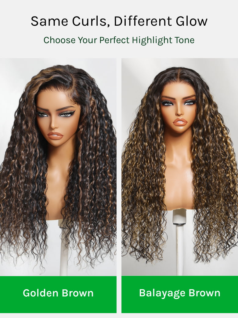 Golden Brown Highlight Water Wave Human Hair