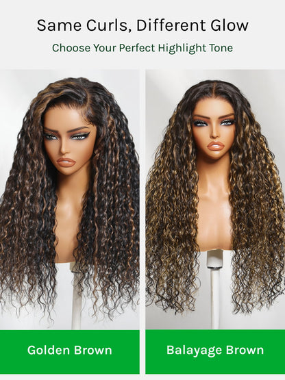 Golden Brown Highlight Water Wave Human Hair