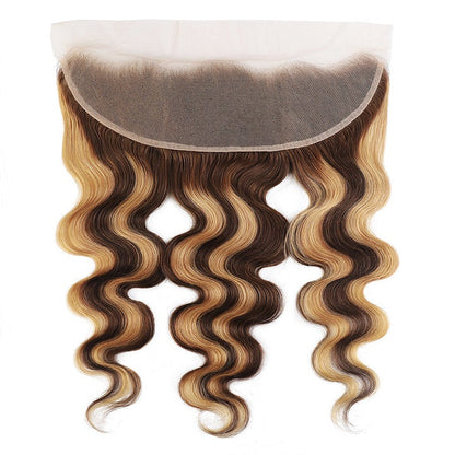 Highlight Brown Body Wave Frontal Ombre Honey Blonde 4x4 Lace Closure Brazilian Hair 13x4 Lace Frontal 100% Remy Human Hair