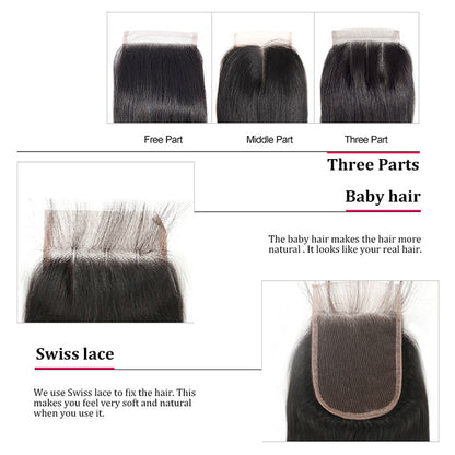 Blonde Human Hair Bundles With Closure 3 Bundles With Lace Closure T1B/4/27 Ombre Blonde Brazilian Straight Hair