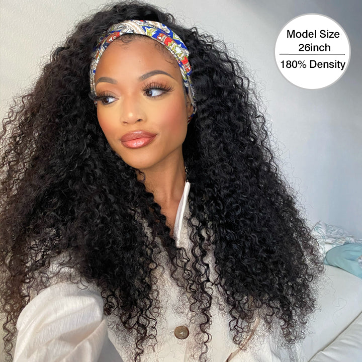 Flash Deal $79.99 18" Curly Headband Wigs Glueless Human Hair Wig