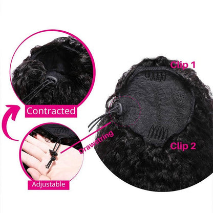 Kinky Curly Drawstring Ponytail Clip In Hair Extensions Brazilian Virgin Hair Afro Puff