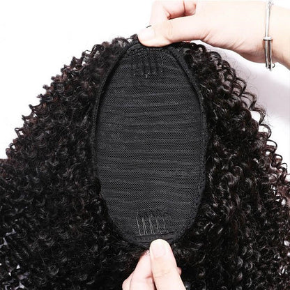 Kinky Curly Drawstring Ponytail Clip In Hair Extensions Brazilian Virgin Hair Afro Puff