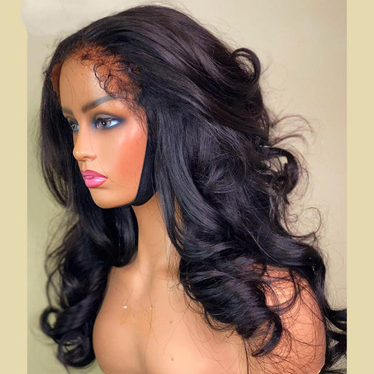 Glueless Body Wave 13x4 Lace Front Wig With Realistic Curly Edges Kinky Baby Hair
