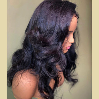 Glueless Body Wave 13x4 Lace Front Wig With Realistic Curly Edges Kinky Baby Hair