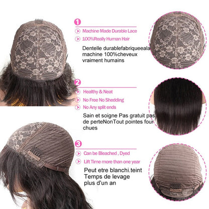 Curly Bob Machinemade Wig With Bangs Glueless Human Hair Wig With Fringe