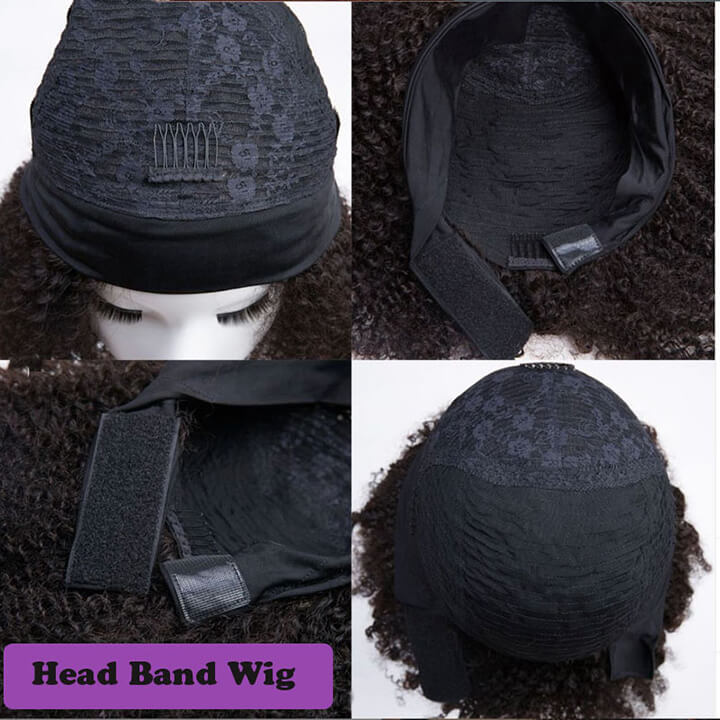 Mixed Color Highlight Deep Curly Headband Human Hair Wigs For Black Women (GET FREE TRENDY HEADBAND)