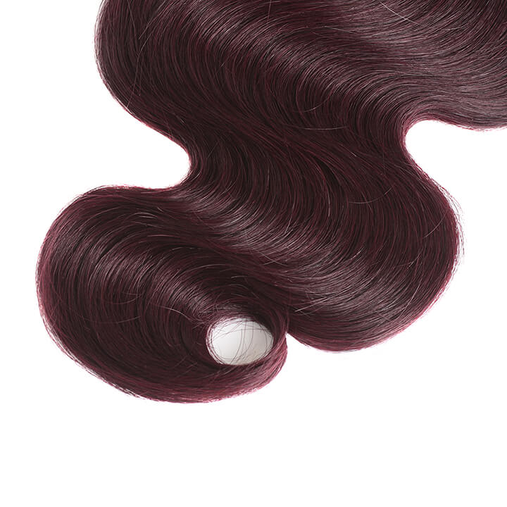 Ombre Burgundy Brazilian Body Wave Hair Bundles With Closure 100% Real Human Hair