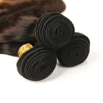 T1B/4/27 Ombre Honey Blonde Body Wave Hair 3 Bundles With Frontal Single Invisiable Knots Human Hair Bundles With Lace Frontal