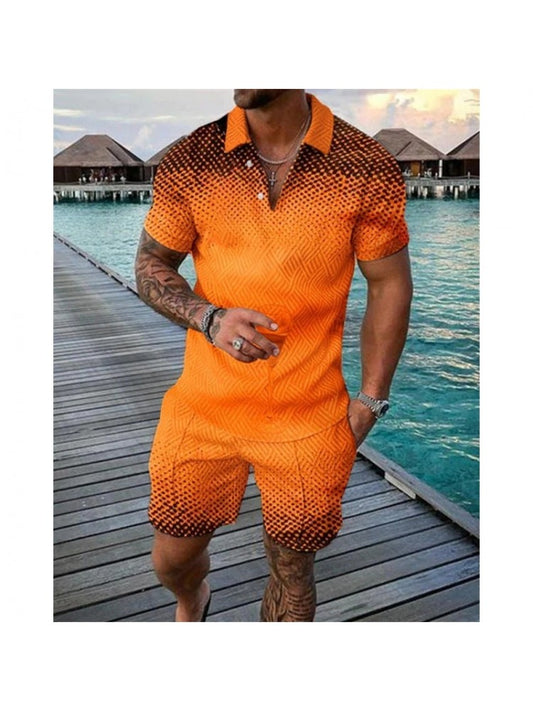 Men's Fashion Casual Printed Short Suit