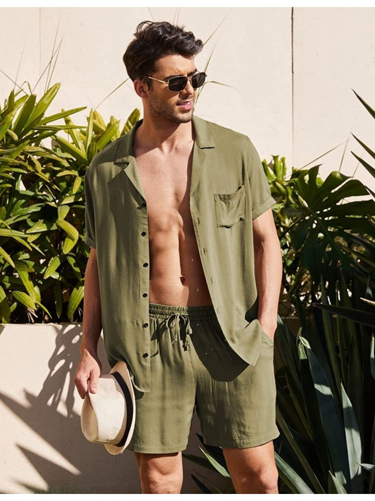 Pure Color High Rise Baggy Short Suits