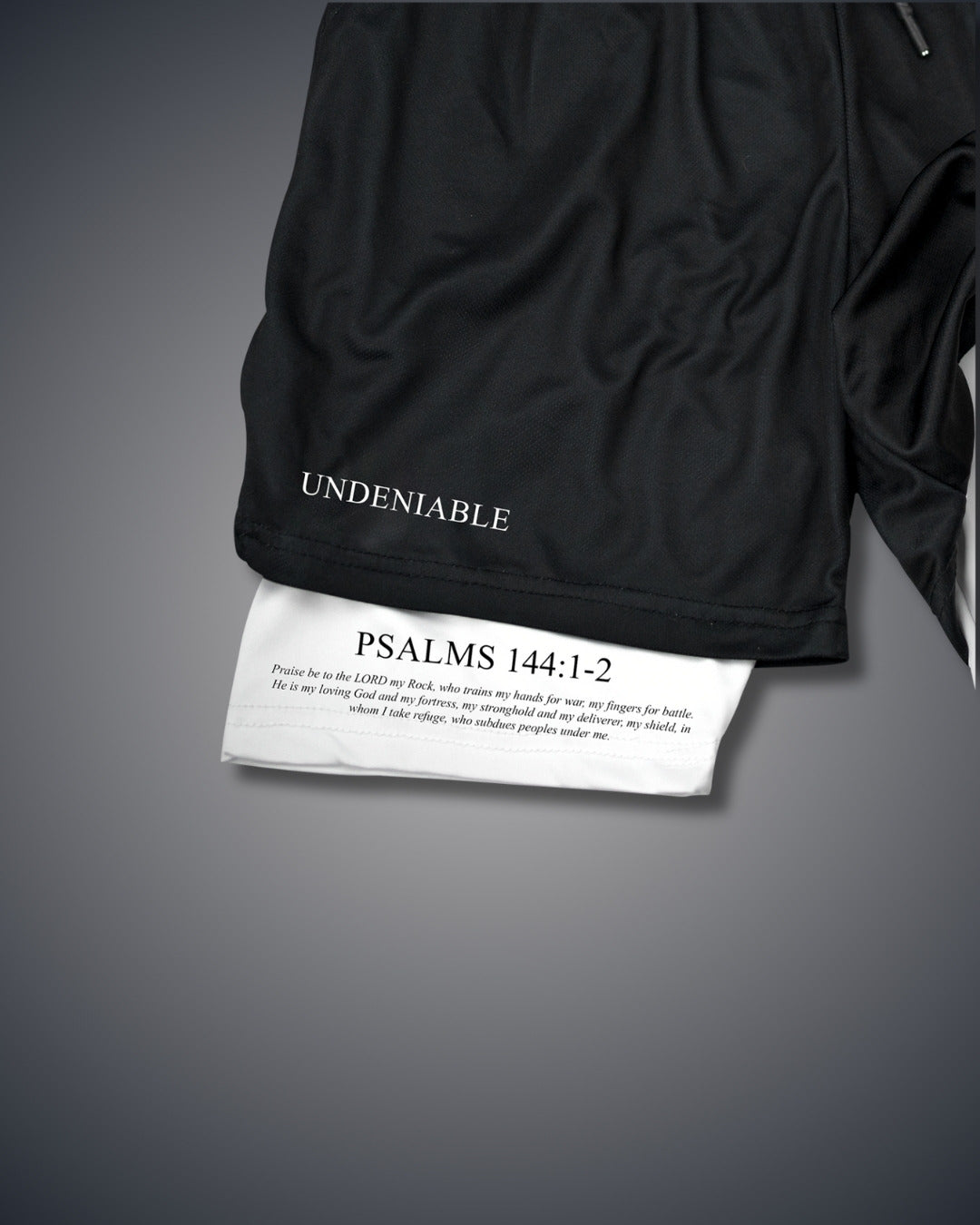 Psalm 144:1-2 Battle Sword Performance Shorts