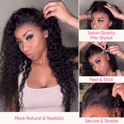 (Super Deal) $149=28" 5x5 Lace Water Wave Glueless Human Hair Wig
