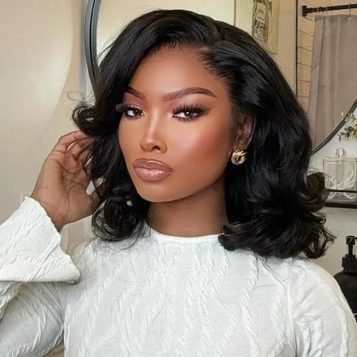 Loose Wavy 13x5 Pre-everything Short Bob Wig Pre-cut Lace Human Hair