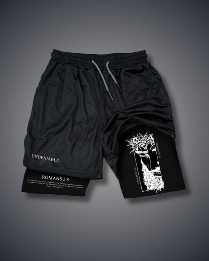 Romans 5:7-8 Christ Performance Shorts