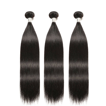 Straight Hair 3 Bundles With Closure 100% Human Hair With Lace Closure