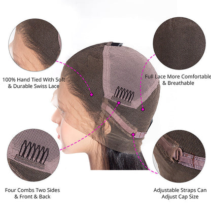 Flash Deal $179.99 18" Straight Full Lace Wig Can Do Bun/High Ponytail/Braids