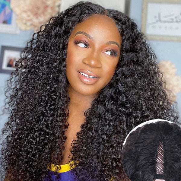 Curly Thin Part Wig V Part Human Hair Wigs Updated U Part Wig No Glue - Healthier Me Beauty, LLC