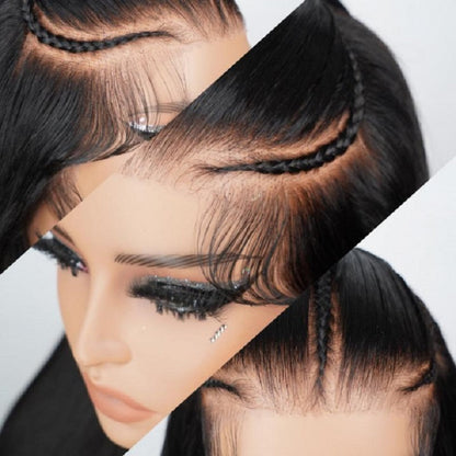 Straight Pre Braided Wig 13x4 Pre Cut Lace Human Hair Wigs With Baby Hair