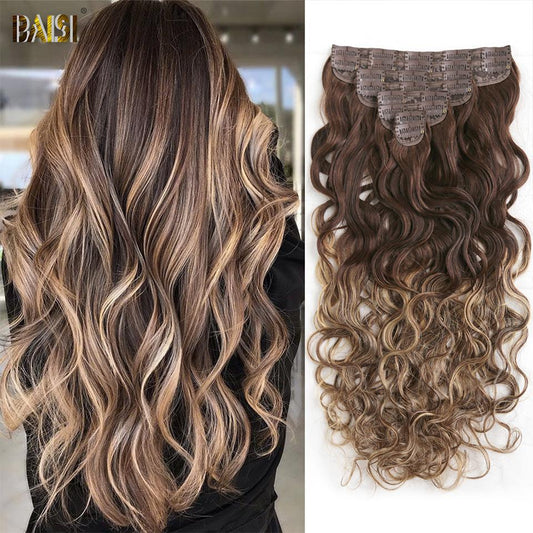 Flash Deal Wavy Clip Ins Hair Extensions F4/4/27# Color