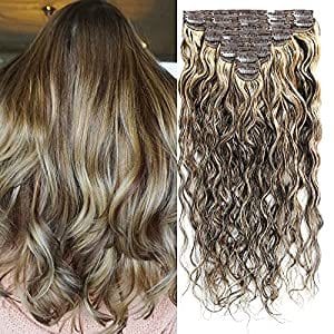 Flash Deal Wavy Clip Ins Hair Extensions F1B/27# Color