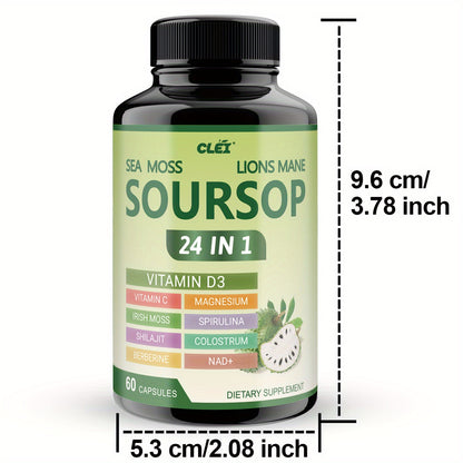 Soursop Graviola Capsules  60 CAPSULES  for Men and Women
