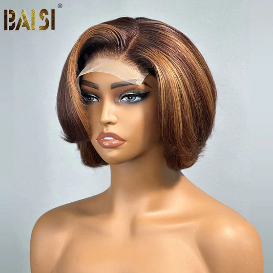 Elegant Brown Mix Blonde Short Wig