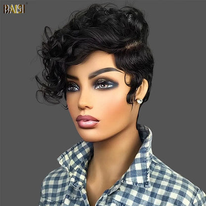 Natural Black Pixie Cut Hair Wig