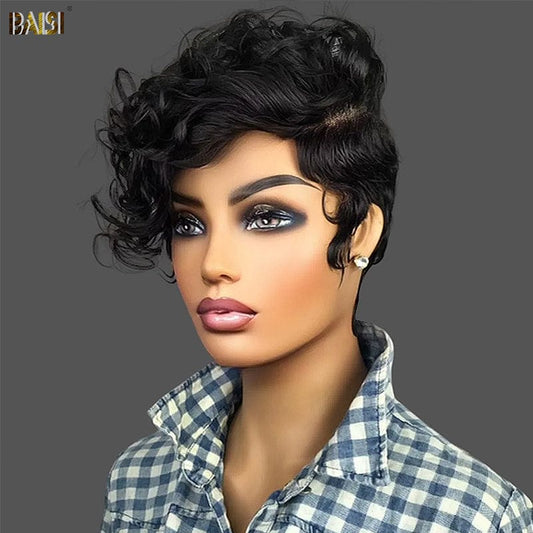 Natural Black Pixie Cut Hair Wig