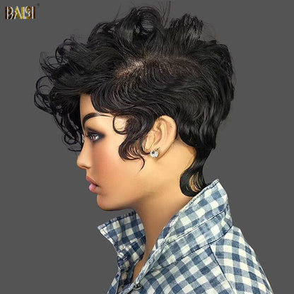 Natural Black Pixie Cut Hair Wig