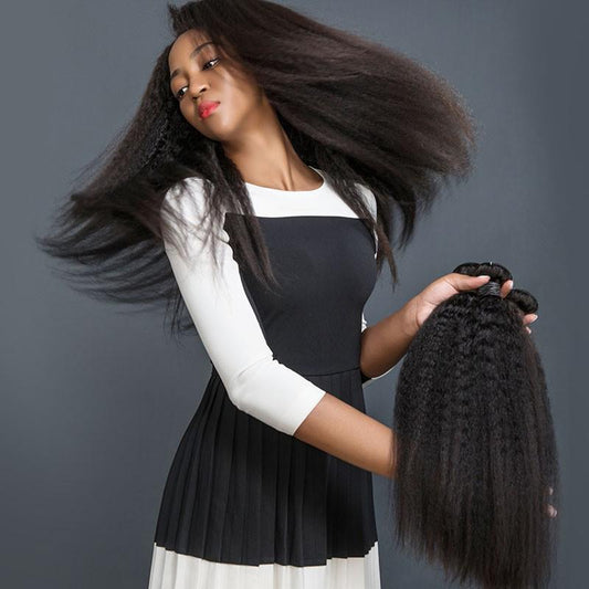 10A Hair Weave Brazilian Virgin Hair Yaki Kinky Straight