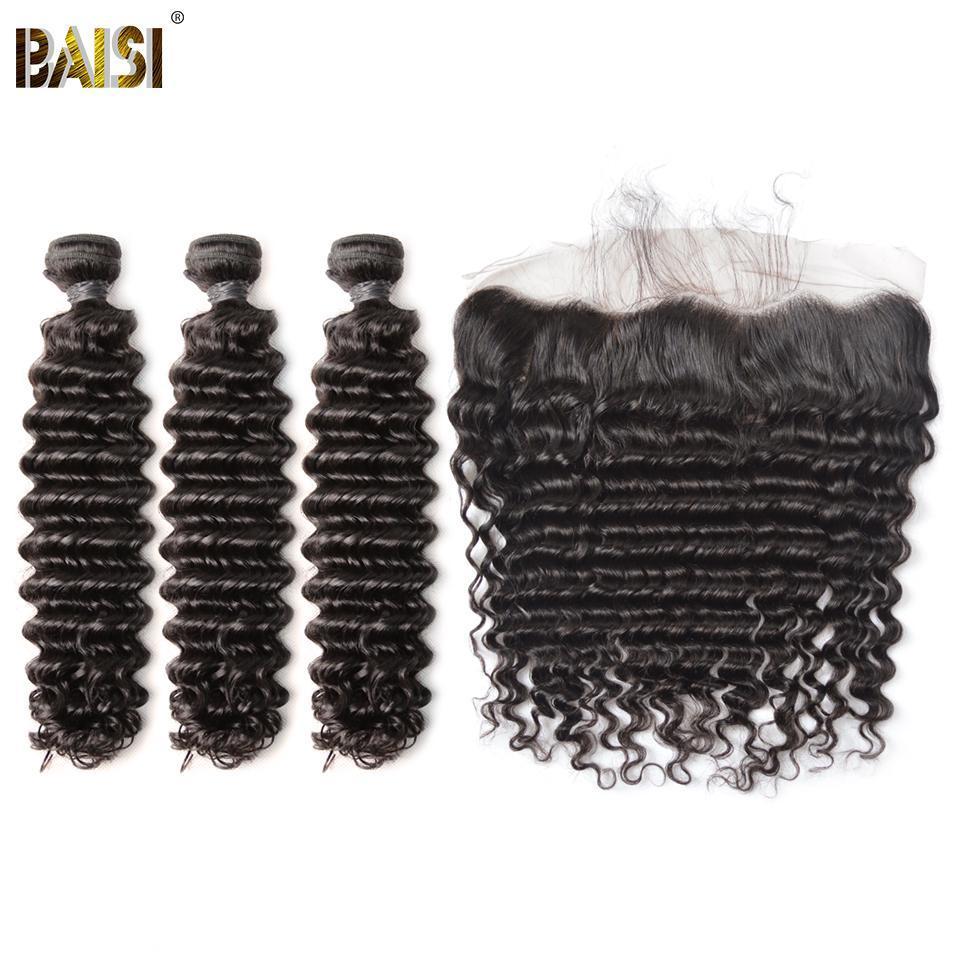 10A Virgin Deep Wave Human Hair Bundles with Closure/Frontal