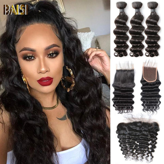 10A Virgin Natural Wave Human Hair Bundles with Closure/Frontal