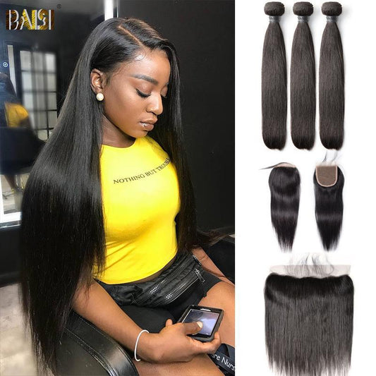 10A Virgin Straight Human Hair Bundles with Closure/Frontal