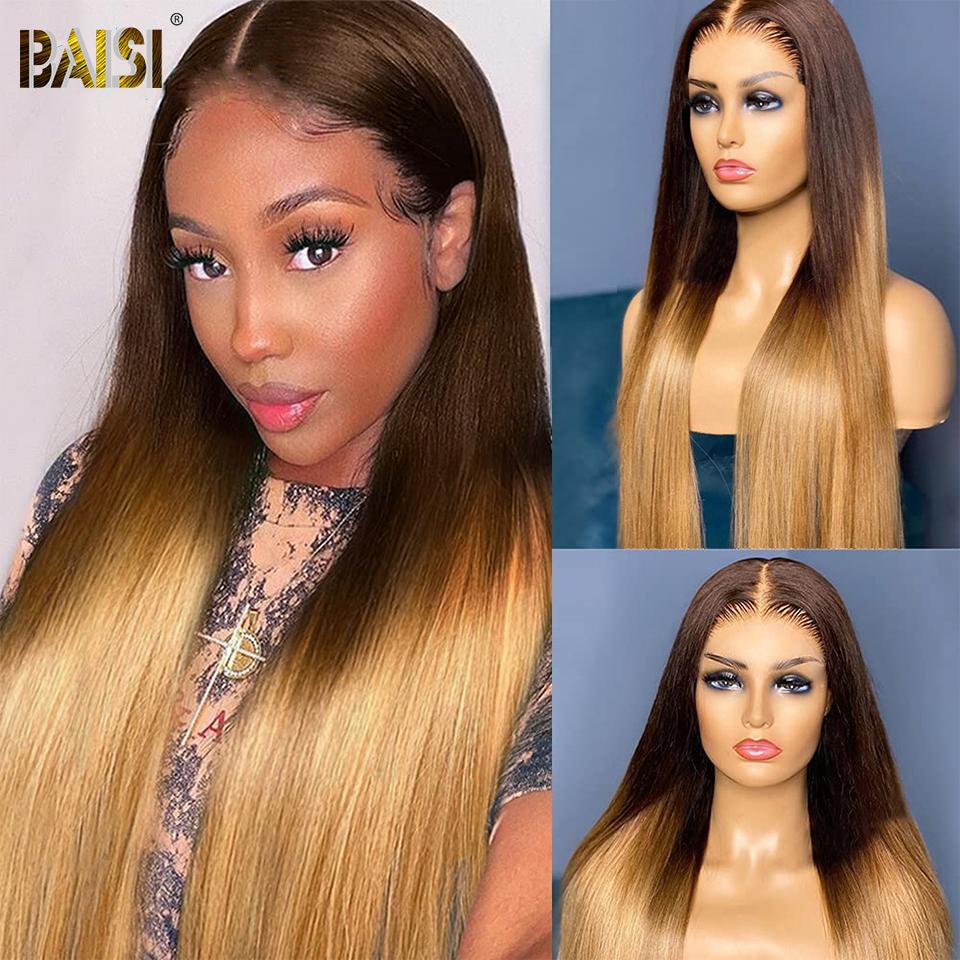 #1B/4mix27 Straight  Wig Bleached Knots